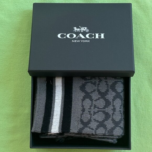COACH MEN'S SIGNATURE CALF SOCKS BOXED:NIB CHARCOAL - Picture 1 of 7